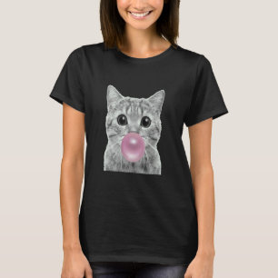 T-shirt Joli chat avec bulle de chewing-gum chat mâchant