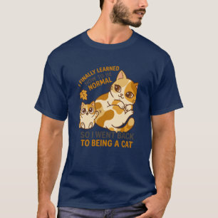 T-shirt Joli Chat Calico d'Automne et Petit Chat Jouant av