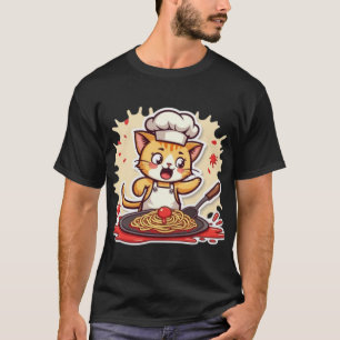 T-shirt Joli chat cuisinier Kawaii cuisine des spaghetti p