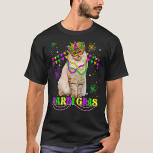 T-shirt Joli Chat de Mardi Gras Masque Sibérien Perles Fes