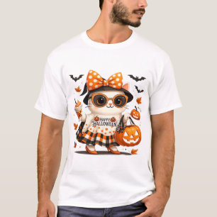 T-shirt Joli chat d'Halloween � Chat de sorcière Kawaii av