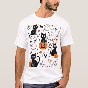 T-shirt Joli chat fantôme Halloween Boo