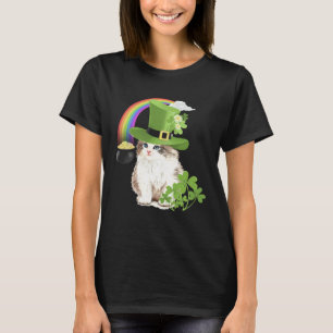 T-shirt Joli Chat  Fête de la Saint-Patrick Trèfle Arc-en-