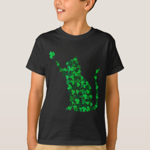 T-shirt Joli chat jour de la Saint-Patrick trèfle chat cha