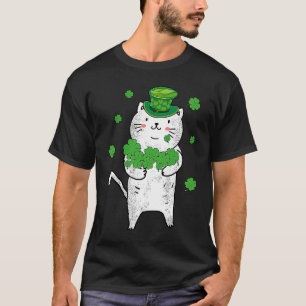 T-shirt Joli Chat Leprechaun Fête de Patrick Trèfle C  Irl