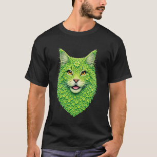 T-shirt Joli chat Maine Coon avec trèfles Art St Patricks