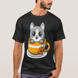 T-shirt Joli chat minou dans une tasse à café ou à thé