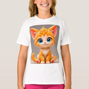 T-shirt Joli Chat Orange Dessin Animé