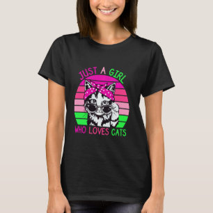 T-shirt Joli chat portant des lunettes de soleil et un ban