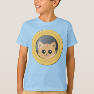 T-shirt Joli chat roux regardant à travers un hublot de ba