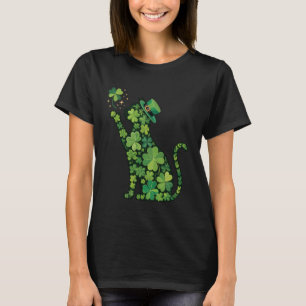 T-shirt Joli Chat Trèfle Saint Patrick pour Femmes Hommes 