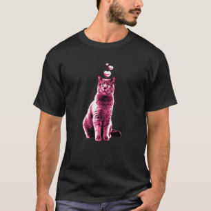 T-shirt Joli chat vintage avec des coeurs rétro rose 2