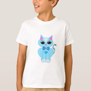 T-shirt Joli chaton bleu clair élégant