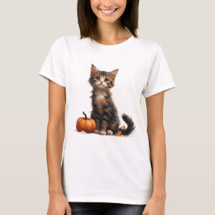 T-shirt Joli Chatons à Côté de Citrouille Halloween 🎃