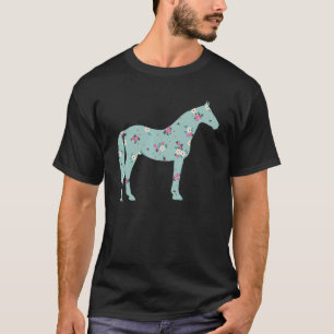 T-shirt Joli Cheval Propriétaire Fleur Floral Silhouette E