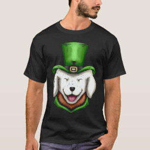 T-shirt Joli chien blanc Retriever doré chapeau vert St-Pa