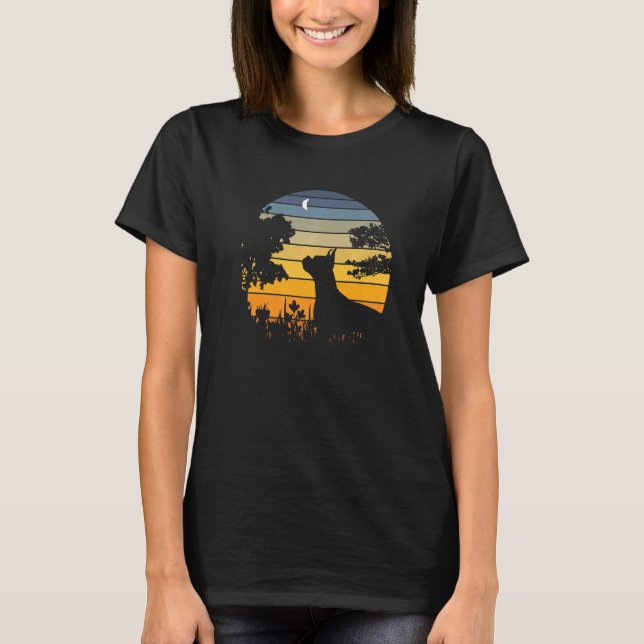 T-shirt Joli Chien Boxer Coucher du soleil Jardin Nature (Devant)