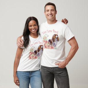 T-shirt Joli chien Cavalier King Charles Spaniel floral