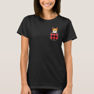 T-shirt Joli chien Corgi dans un vêtement à carreaux de No