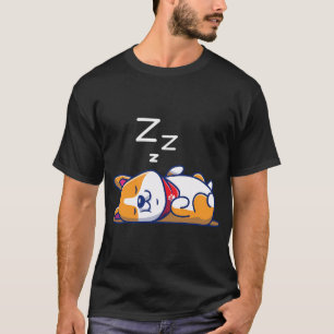 T-shirt Joli chien Corgi dormant allongé sur le dos