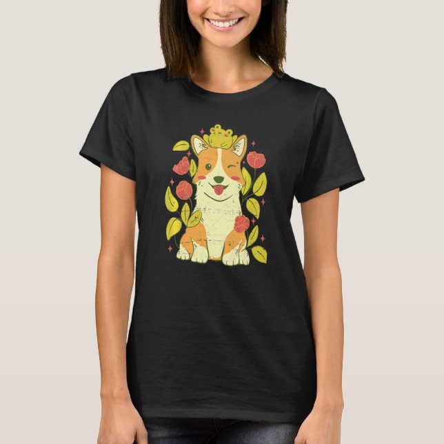 T-shirt Joli chien Corgi et grenouille   (Devant)