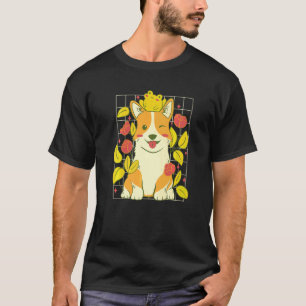 T-shirt Joli Chien Corgi Et Grenouille Compagnon Fleurs Fl