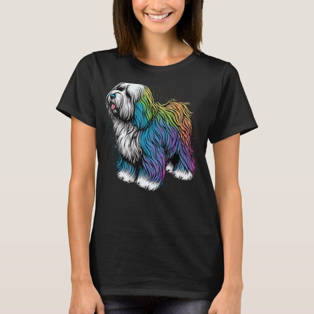 T-shirt Joli chien de chien de chien anglais sur Bobtail L (Devant)