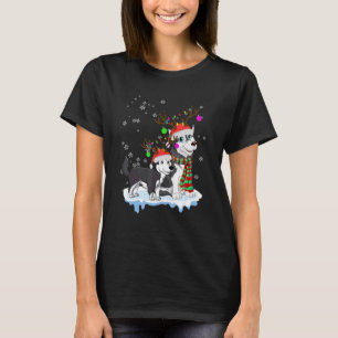 T-shirt Joli Chien de Noël d'Alaska Chapeaux de Père Noël 