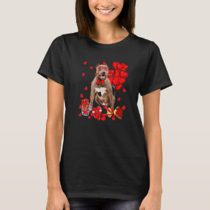 T-shirt Joli chien Pitbull coeur Saint-Valentin Maman Papa
