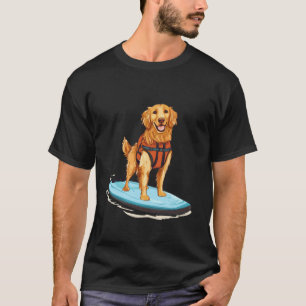 T-shirt Joli chien Retriever doré sur planche de paddle Or