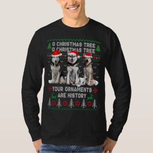 T-shirt Joli Chien Sibérien Husky Oh Arbre de Noël Moche X