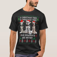 Joli Chien Sibérien Husky Oh Arbre de Noël Moche X