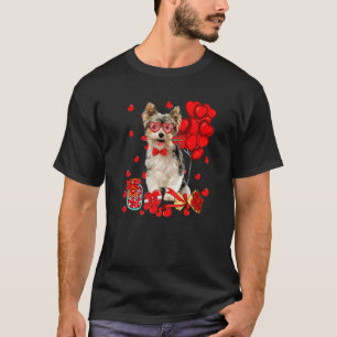 T-shirt Joli chien Yorkshire Terrier Cœur Saint-Valentin