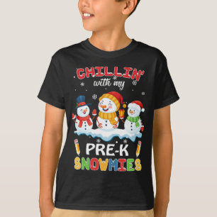T-shirt Joli Chillin de Noël avec mon thé pré-K Snowmies