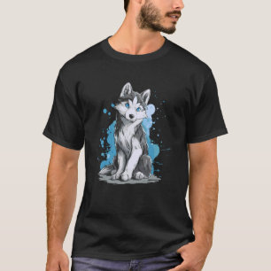 T-shirt Joli chiot husky aux yeux bleus Loup arctique Fant