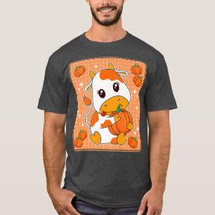 T-shirt Joli Citrouille Lait Orange Vache Imprimer Kawaii 