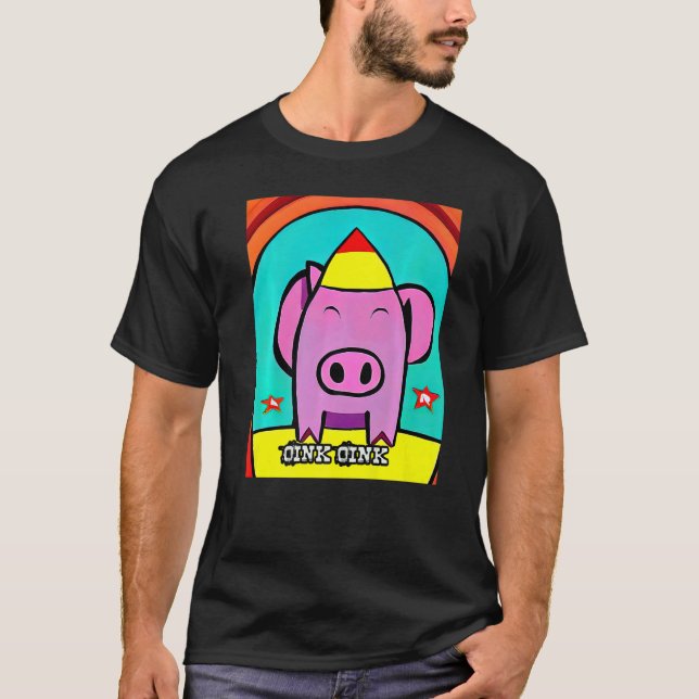 T-shirt Joli Cochon Piggie Rose rose 14 (Devant)
