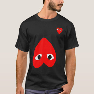 T-shirt Joli cœur poche hommes femmes enfants yeux rouges 