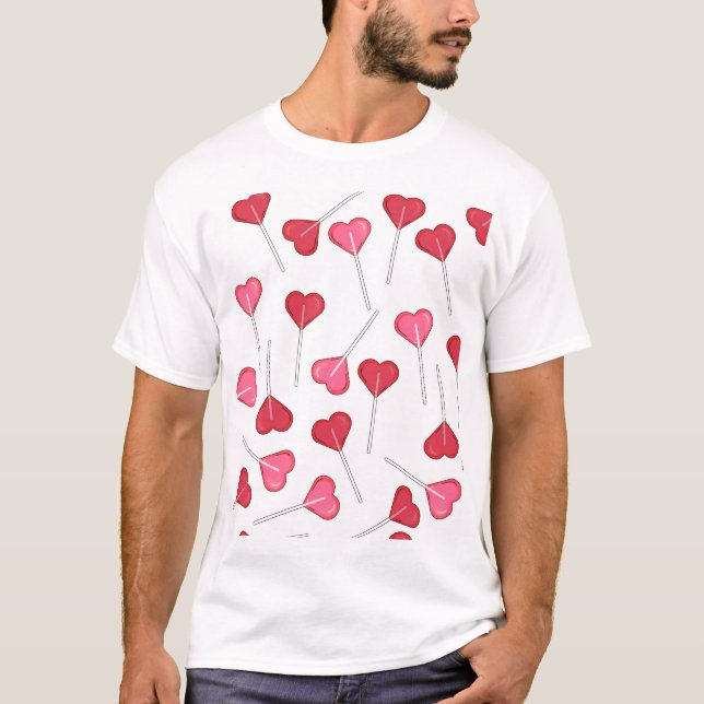 T-shirt Joli coeur rouge Valentine | Motif Lollipop (Devant)