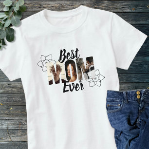 T-shirt Joli collage photo de la meilleure maman en noir e