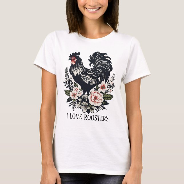 T-shirt Joli coq d'amour ajouter du texte (Devant)