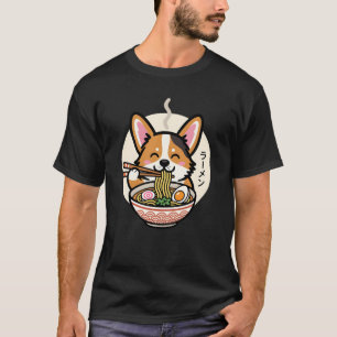 T-shirt Joli Corgi mangeant des nouilles Ramen, nourriture