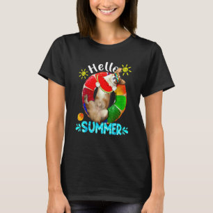 T-shirt Joli Corgi Piscine Mange Pastèque Bonjour Été S