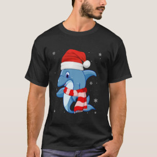 T-shirt Joli dauphin Lover Noël Fête Santa Chapeau Dauphin