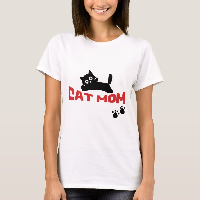 T-shirt Joli design simple femmes noir amoureux des chats  (Devant)