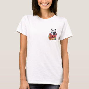 T-shirt Joli dessin animé de panda joueur sur un pouf
