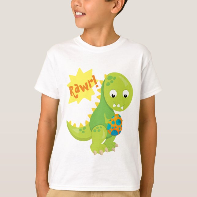 T-shirt Joli dinosaure avec un œuf coloré (Devant)