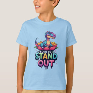 T-shirt Joli dinosaure coloré assis sur une fleur