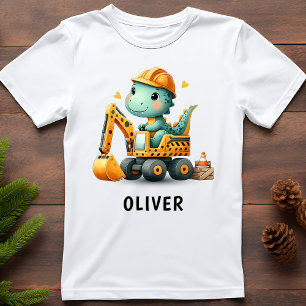 T-shirt Joli dinosaure ouvrier sur une excavatrice