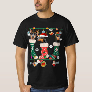 T-shirt Joli Doberman De Noël Dans Sock Xmas Père Noël Cad